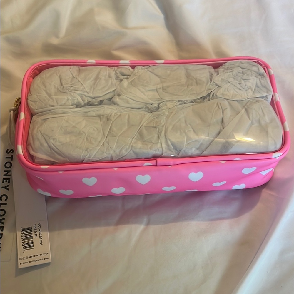 Stoney Clover Lane Pink Heart Cosmetic Bag